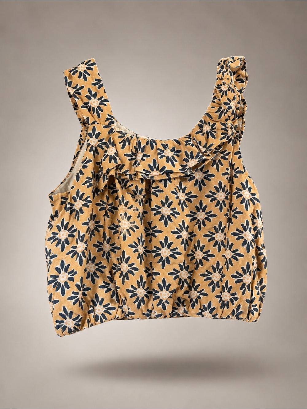 Zara Mustard Floral Ruffle Tank Top